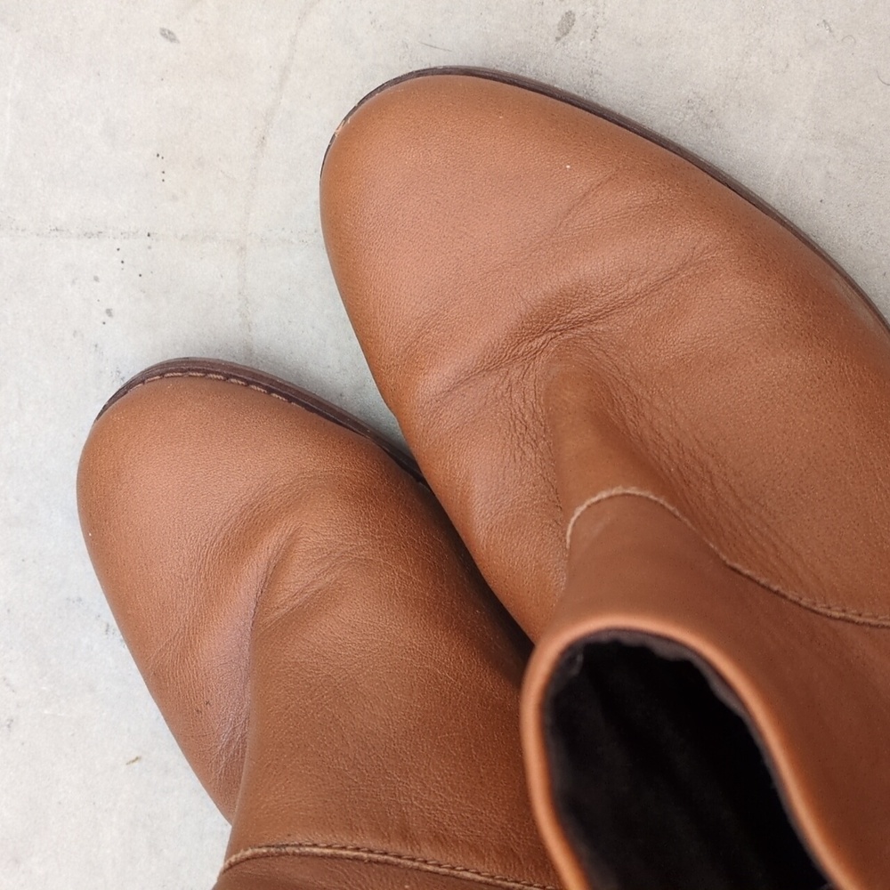 TOMS Women's Brown Leather Slip On Heeled Booties Size 8.5 - Picture 5 of 8